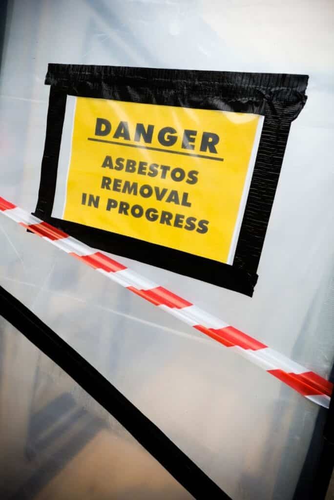 Danger sign - asbestos removal in progress sign