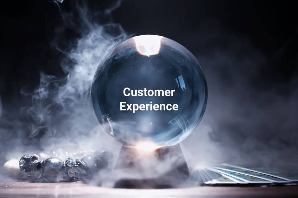 Crystal ball with customer experience text