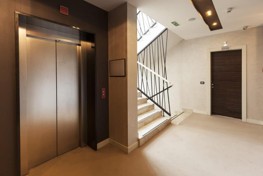 Passenger lift in corridor