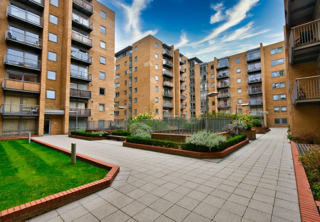 Modern apartment building in London.