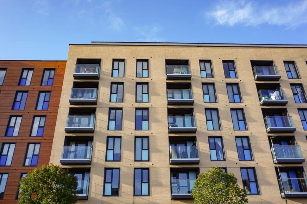Modern apartment building in city