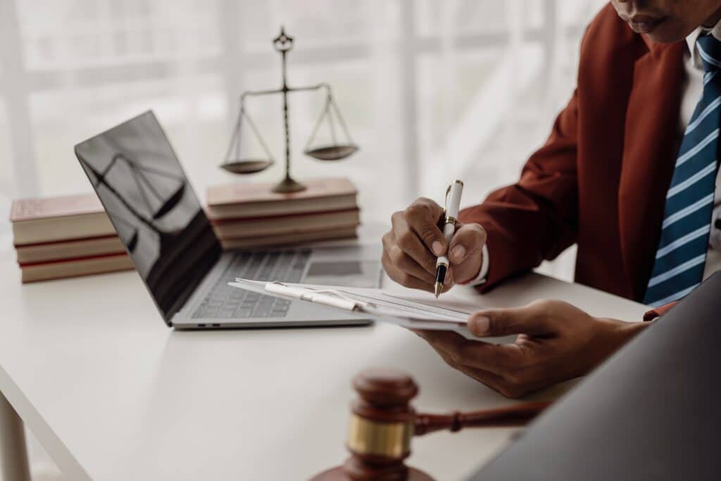 Law image with hammer and judge